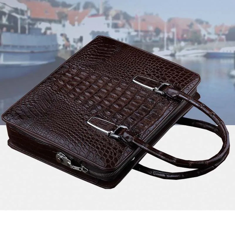 ourui new arrival new crocodile bag male briefcase brown men handbag men bag