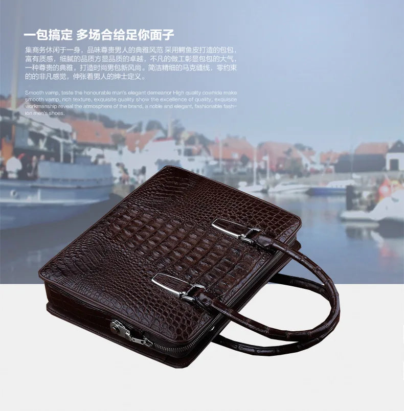 ourui new arrival new crocodile bag male briefcase brown men handbag men bag