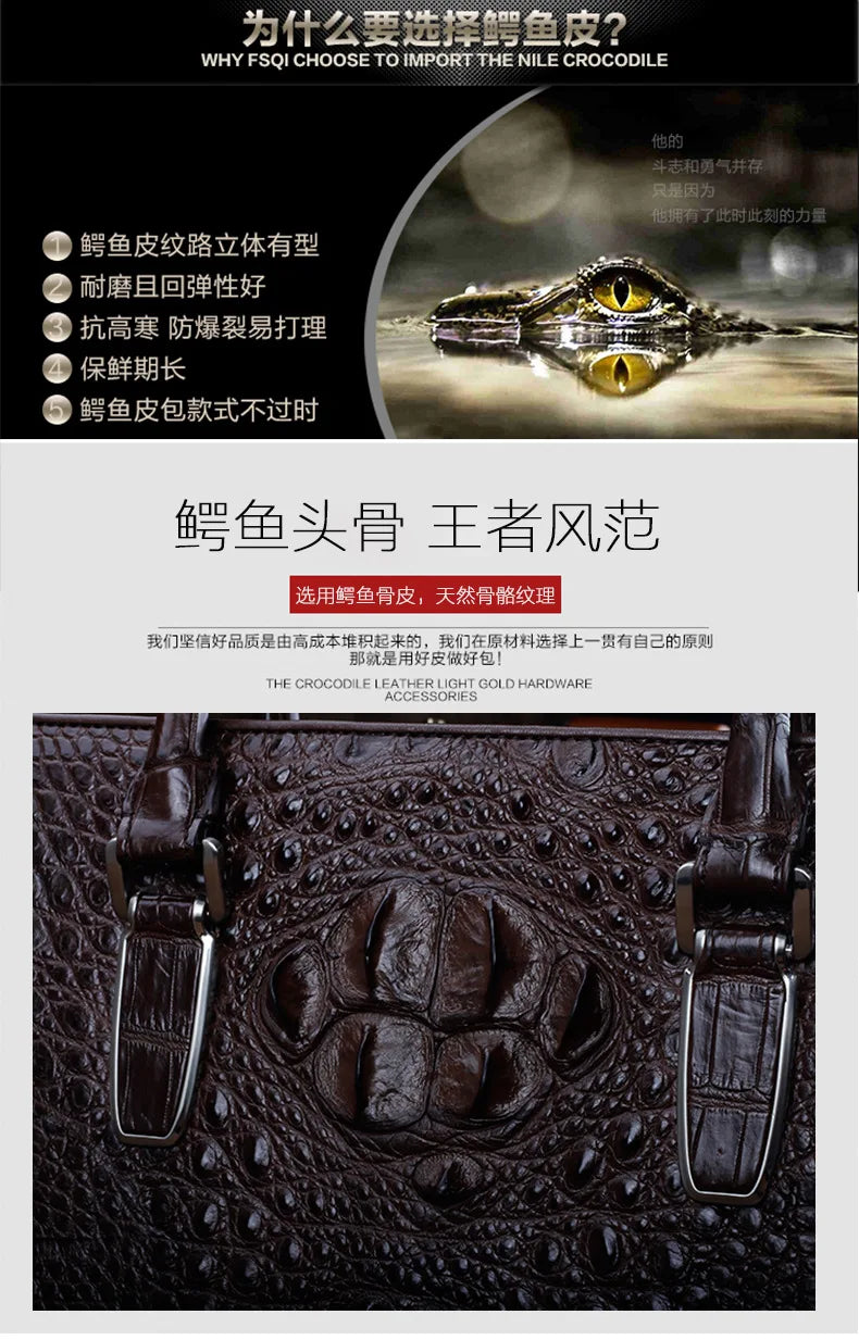ourui new arrival new crocodile bag male briefcase brown men handbag men bag