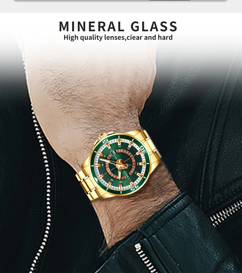 CURREN Watches for Men Fashion Business Mens Watches with Stainless Steel Strap Waterproof Quartz Watch for Men with Auto Date