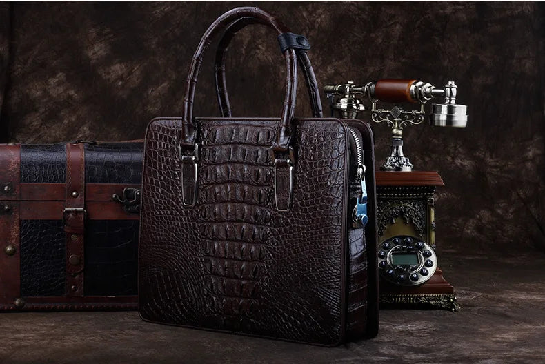 ourui new arrival new crocodile bag male briefcase brown men handbag men bag