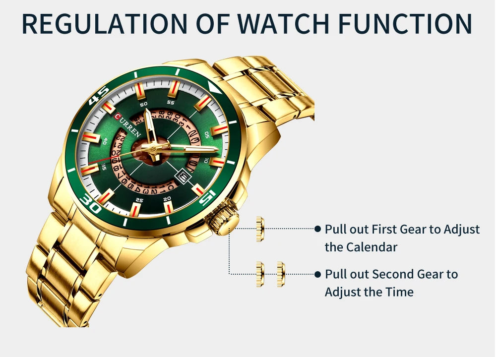 CURREN Watches for Men Fashion Business Mens Watches with Stainless Steel Strap Waterproof Quartz Watch for Men with Auto Date