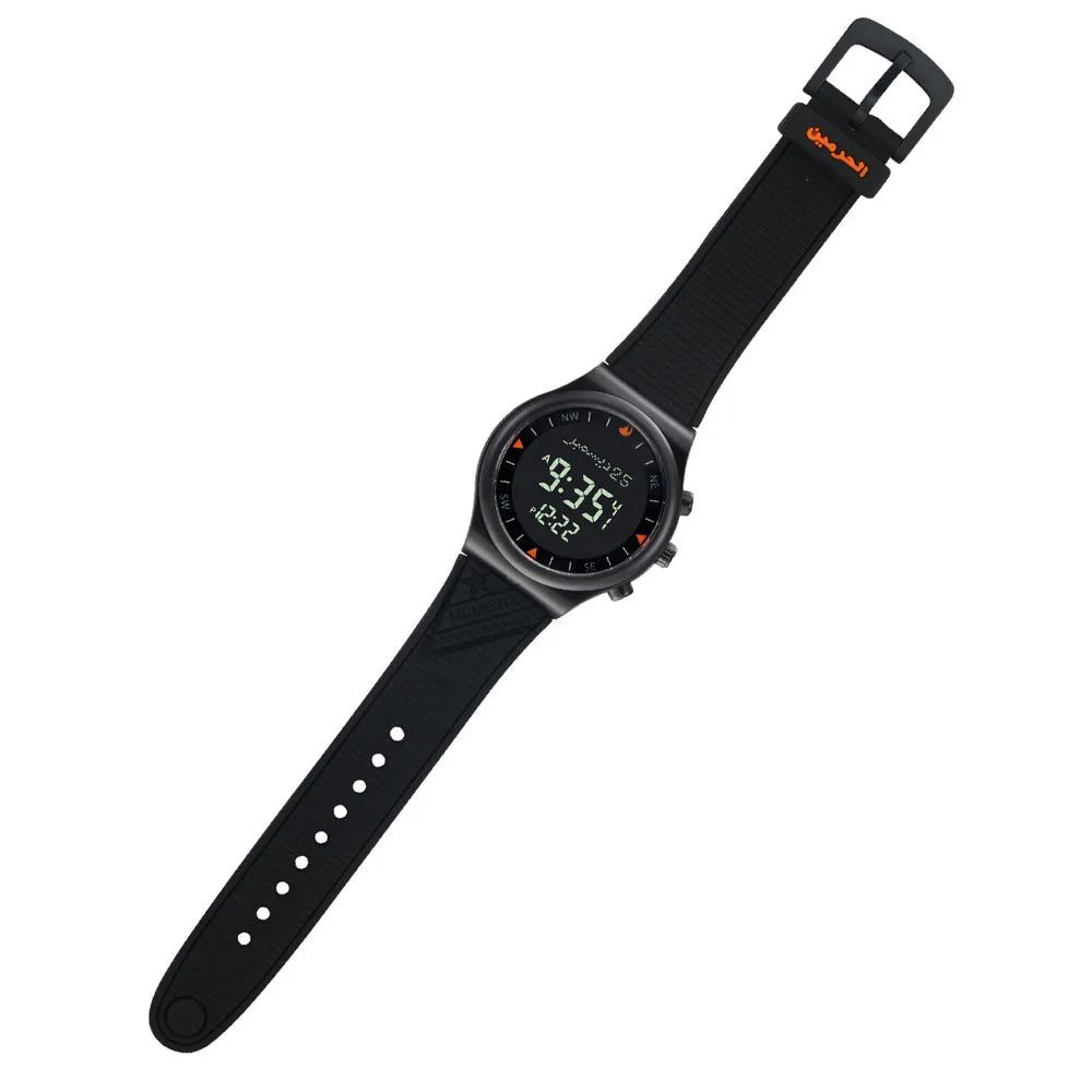 Muslim Azan Watch for Prayer with Qibla Compass Adhan Alarm Hijri Islamic Al Harameen Fajr Time Wristwatch Multi Languages