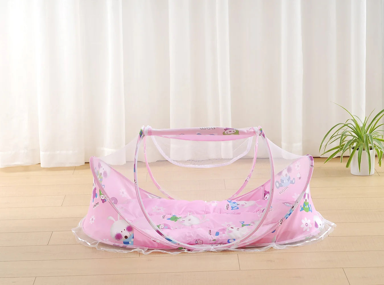 New Portable Crib Breathable Folding Newborns Care Bedding Set with Mosquito Net Basket Pillow Cotton Sleeping Cot Baby Nest Bed
