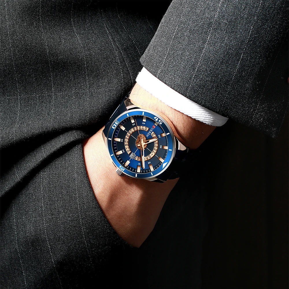 CURREN Watches for Men Fashion Business Mens Watches with Stainless Steel Strap Waterproof Quartz Watch for Men with Auto Date