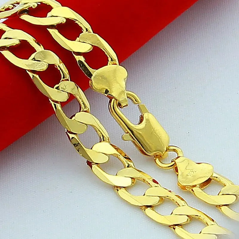 24K Gold Color Filled 10mm 50-75cm Men Figaro Hip Hop Gold Necklace Chains Male Boys High Quality Jewelry Gift