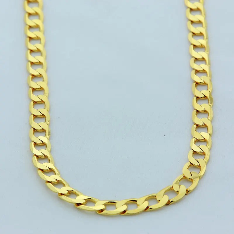 24K Gold Color Filled 10mm 50-75cm Men Figaro Hip Hop Gold Necklace Chains Male Boys High Quality Jewelry Gift
