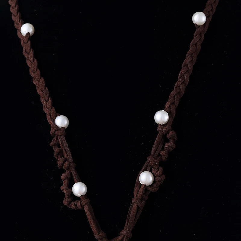 Fashion Movie Charm Moana Ocean Rope Chain Necklaces Blue Stone Pendants Leather Suede Choker Jewelry Gifts