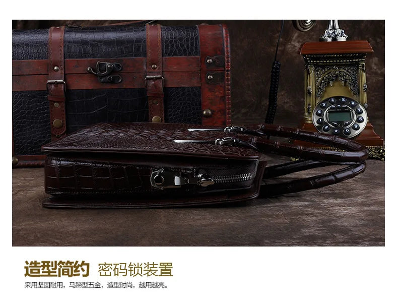ourui new arrival new crocodile bag male briefcase brown men handbag men bag