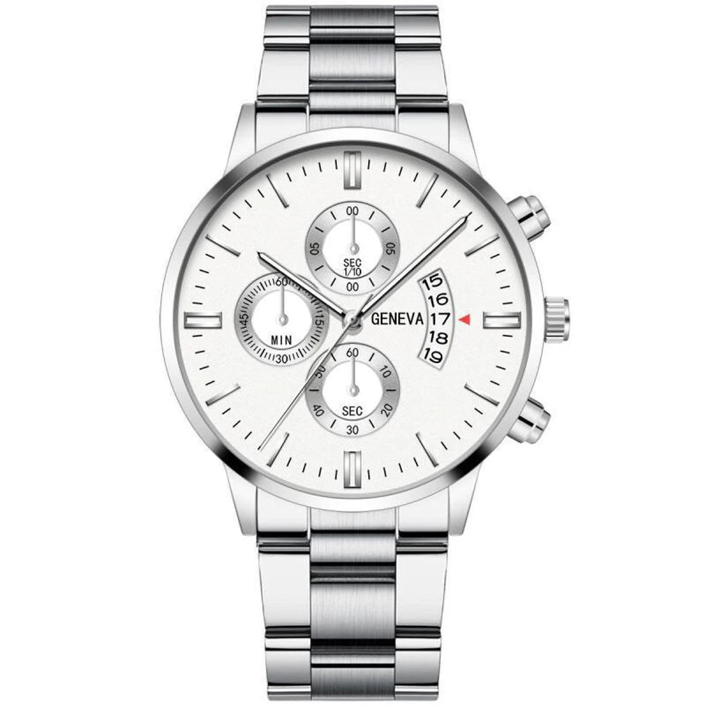 Leisure Business Fashion Men Black Stainless Steel Watch Luxury Calendar Quartz Wrist Watch Mens Business Watches for Man Clock