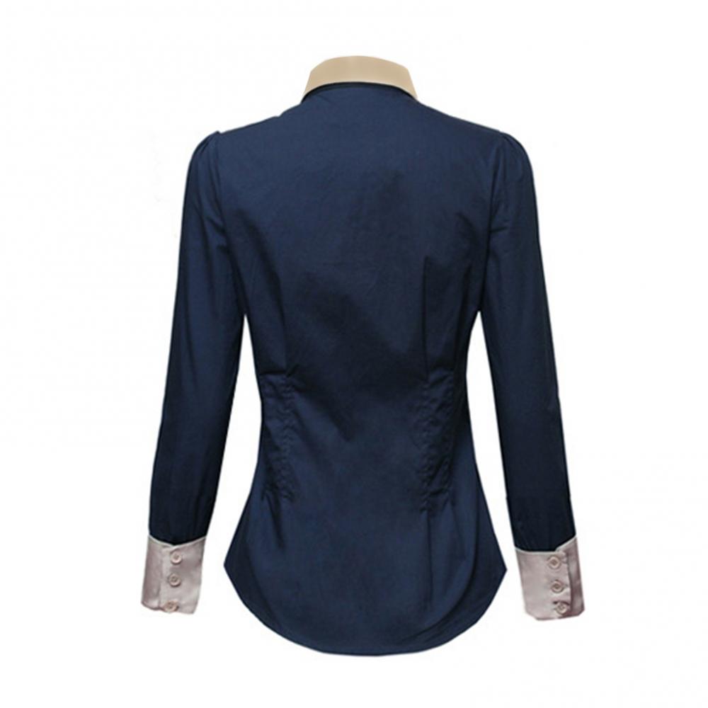Women Shirts Office Long Sleeve Solid Color Turn Down Collar Waist Tight Shirt Buttons Blouse Top chemise femme рубашка женская