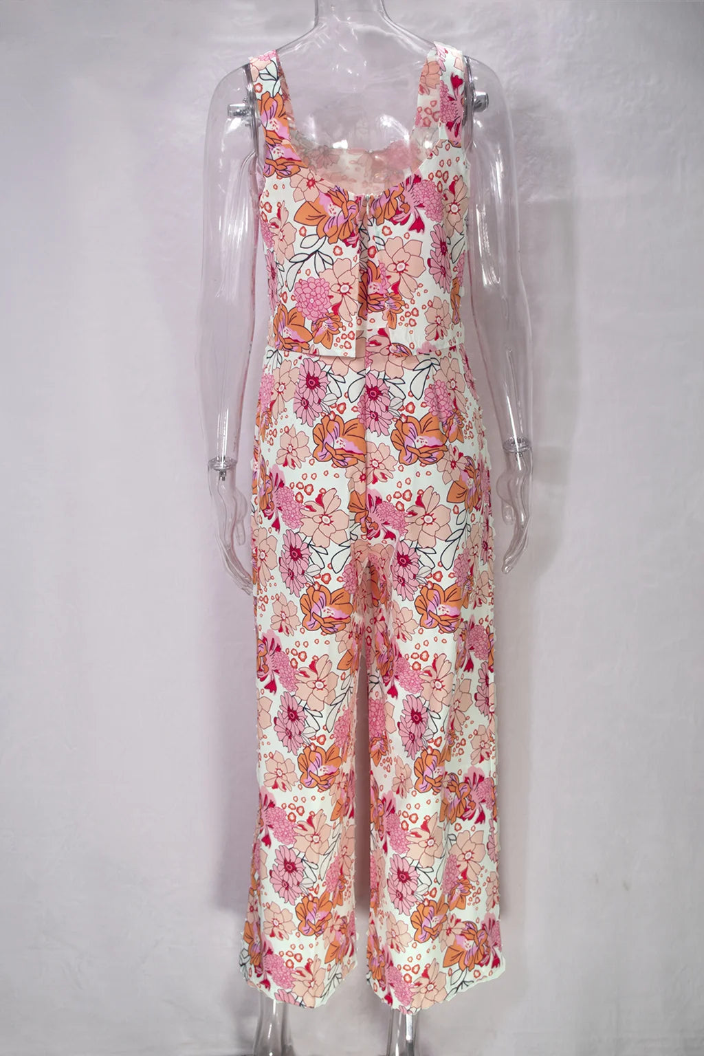 Elegant Long Jumpsuit Women Sexy Backless Wide Leg Jumpsuits Casual Sleeveless Floral Rompers Summer Clothes For Woman 2025 New