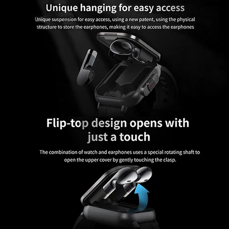 D8 Pro Smart Watch Large Screen With Earbuds TWS 2 In 1 Wireless Bluetooth Noise Earphones NFC Headset Music Sports Smartwatch
