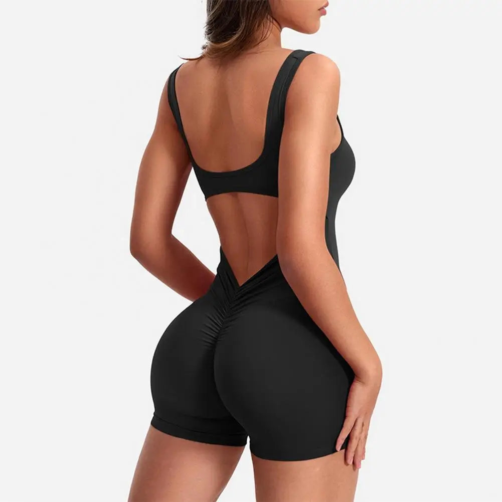 High Waist Rompers Women's Yoga Rompers Breathable U Neck Sleeveless Gym Wear with Tummy Control Butt Lifting Features Women