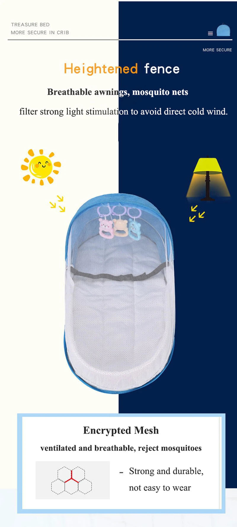 Portable Baby Bed Infant Travel Crib Multi-function Bebe Bed Newborn Crib with Mosquito Net Baby Travel Cot Cribs for Baby Nest