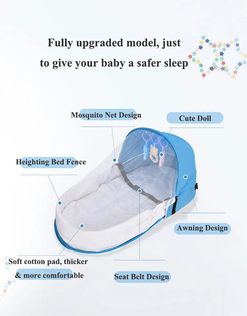 Portable Baby Bed Infant Travel Crib Multi-function Bebe Bed Newborn Crib with Mosquito Net Baby Travel Cot Cribs for Baby Nest