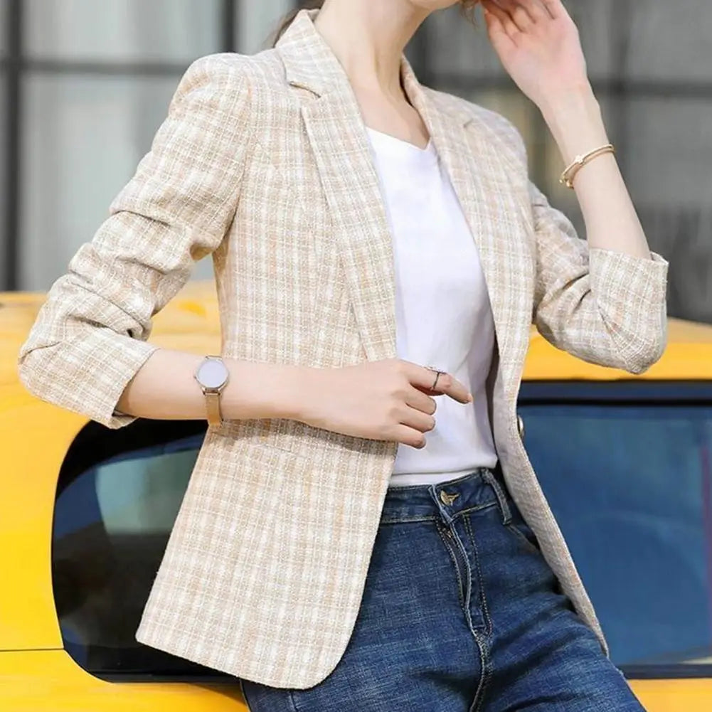 Women Spring Coat Turn-down Collar Outerwear Warm Casual Lady Spring Blazer Women Blazer for Work