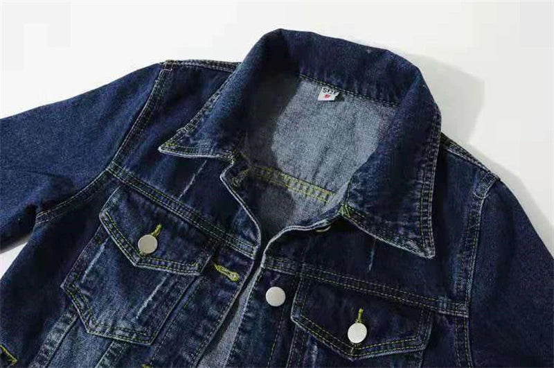 2024 New Women Spring Autumn Denim Jacket Tops Pink Color Solid Short Multicolor Feminino Three Quarter Sleeve Jean Jacket