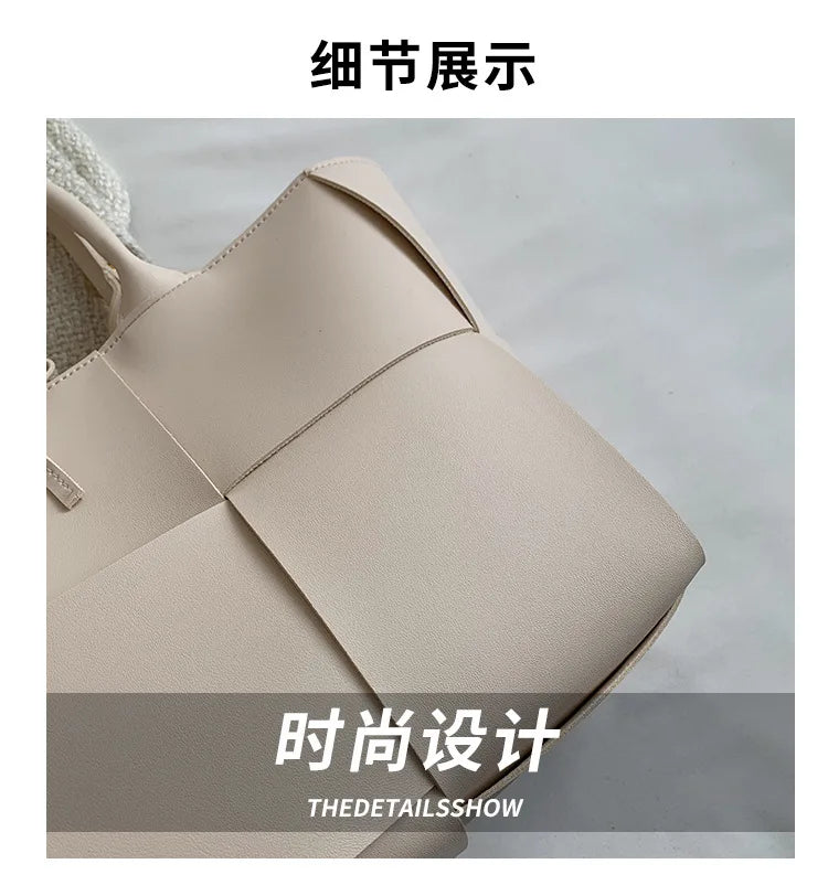 Large Weave Tote Bags For Women Large Capacity Designer Luxury 2024 New Trendy Shopping Korean Version Handbag Retro Travel