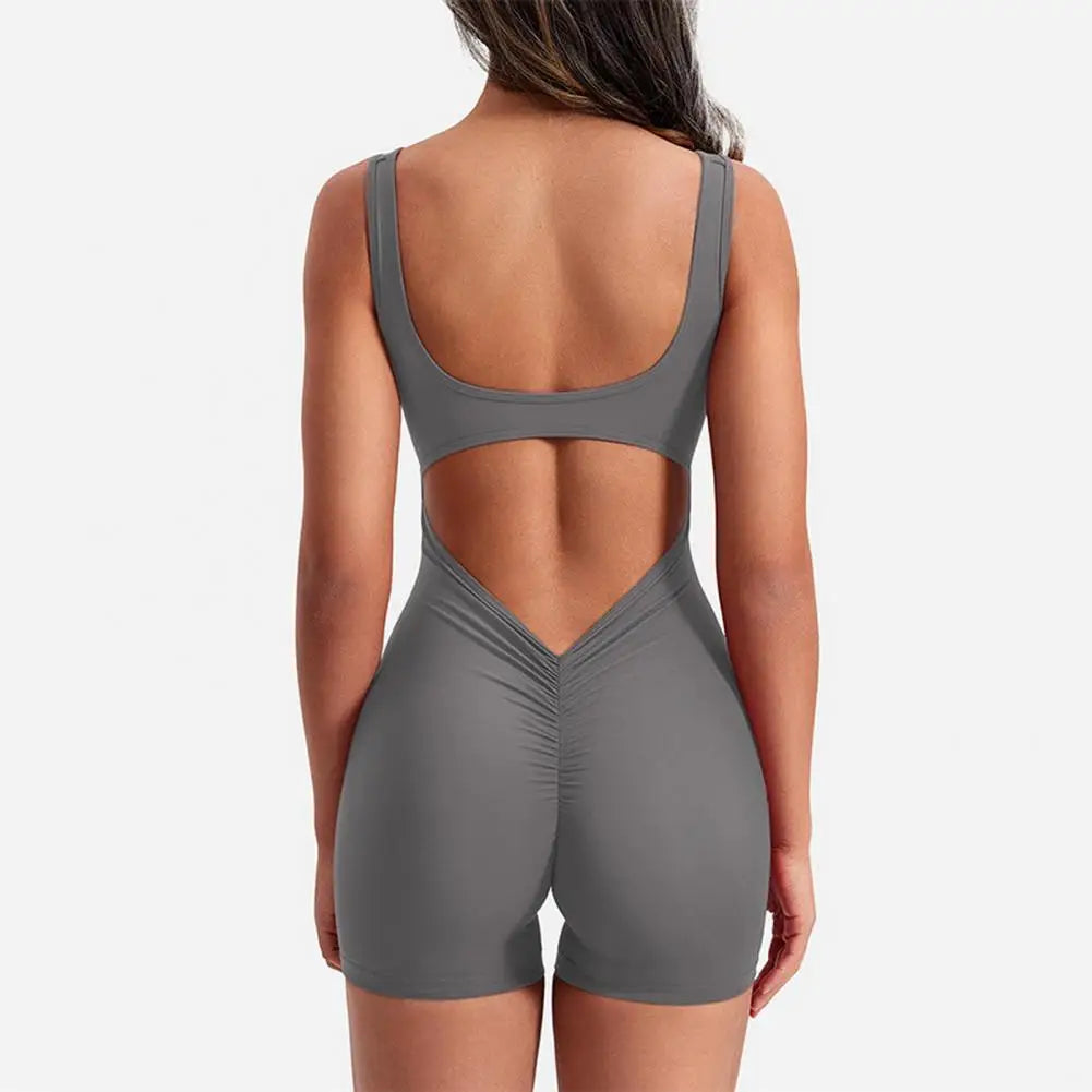 High Waist Rompers Women's Yoga Rompers Breathable U Neck Sleeveless Gym Wear with Tummy Control Butt Lifting Features Women