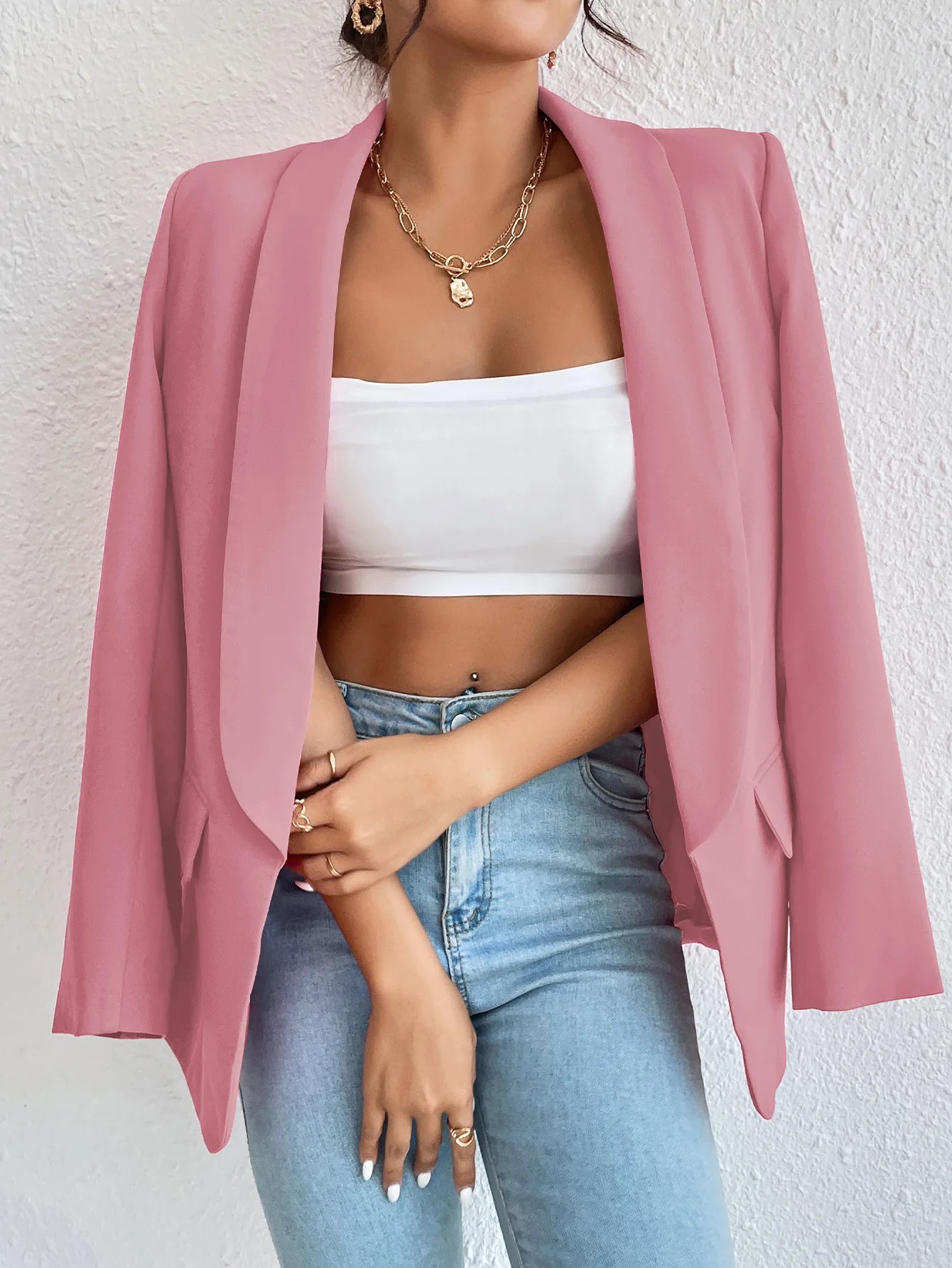 Chic Rose Red Blazers for Women Spring 2023 Casual Coats Black Women's Jacket Suit Basic Slim Summer Blazer Women Jacket Office