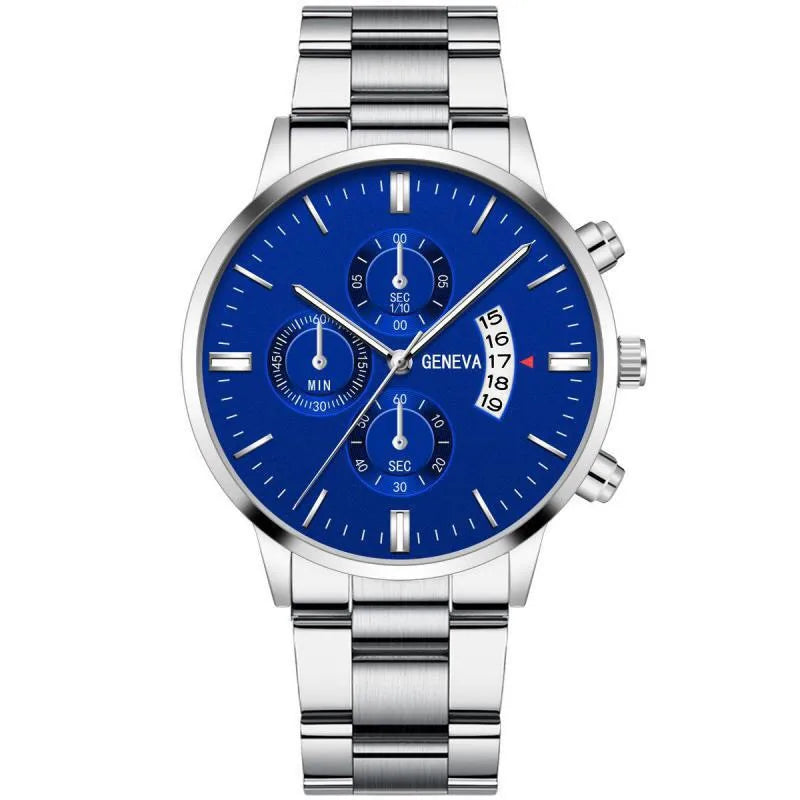 Leisure Business Fashion Men Black Stainless Steel Watch Luxury Calendar Quartz Wrist Watch Mens Business Watches for Man Clock