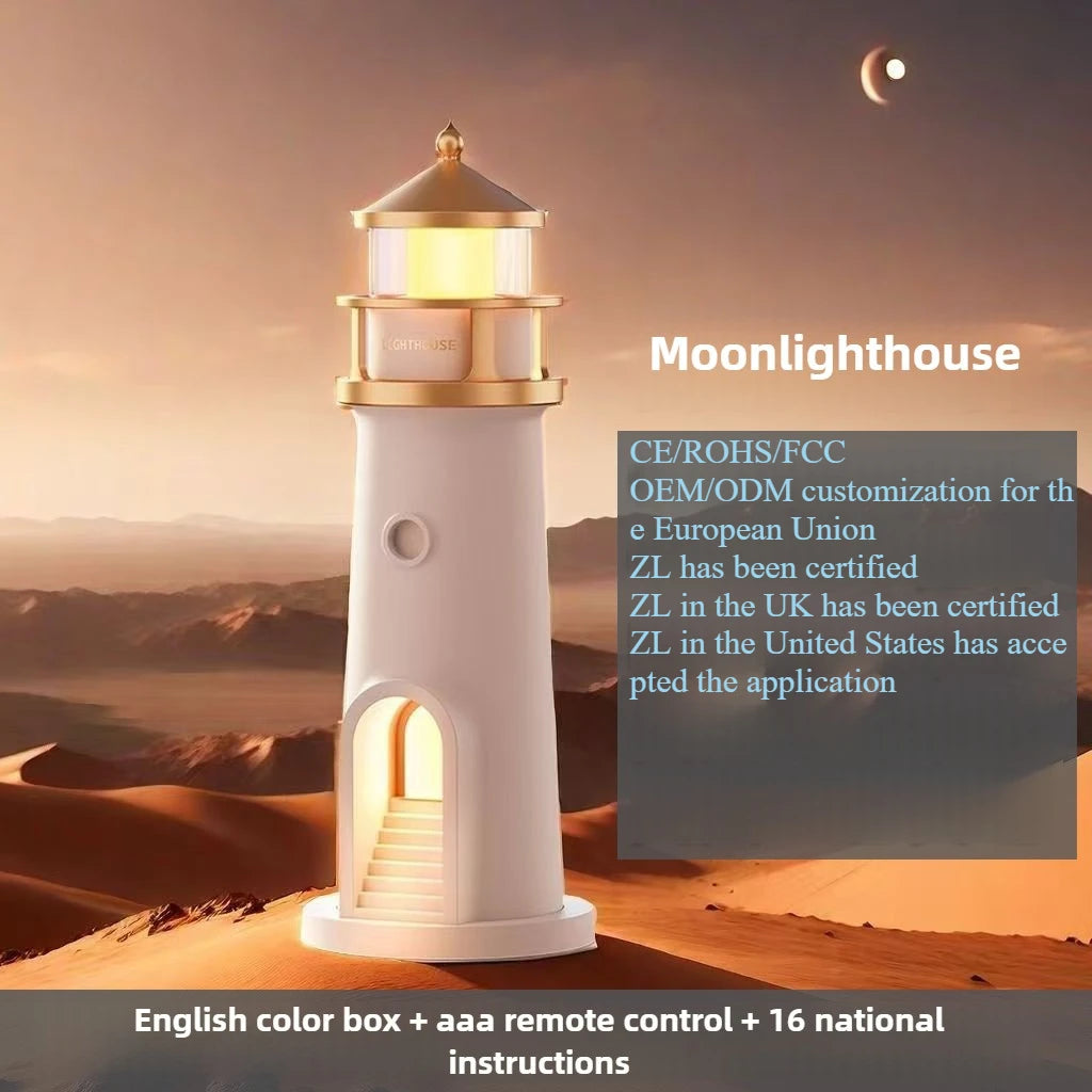 Moonlight Lighthouse Projection Light Atmosphere Night Light Bluetooth Speaker Ornament Human Sensing Small Desk Lamp