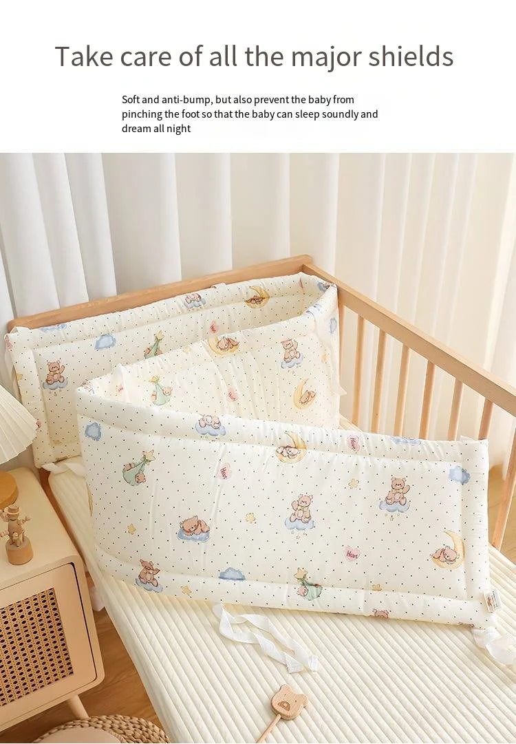 Newborn Crib By Pure Cotton Breathable Anti-collision Cushion Soft Bag, One-piece Crib Is Surrounded By Children's Splicing Bed