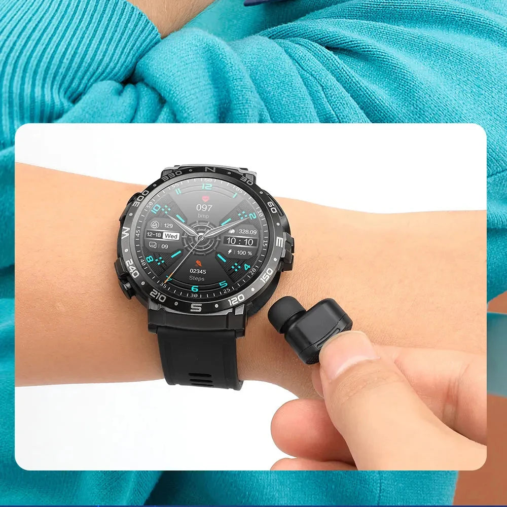 2 In 1 TWS Earphones Smart Watch Waterproof Wireless Bluetooth Dual Headset Call Health Blood Pressure Sports Music Smartwatch