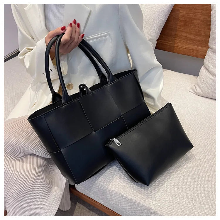 Large Weave Tote Bags For Women Large Capacity Designer Luxury 2024 New Trendy Shopping Korean Version Handbag Retro Travel
