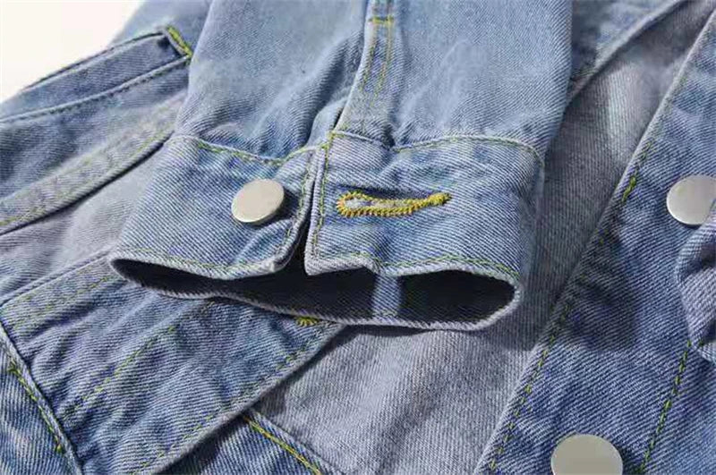 2024 New Women Spring Autumn Denim Jacket Tops Pink Color Solid Short Multicolor Feminino Three Quarter Sleeve Jean Jacket