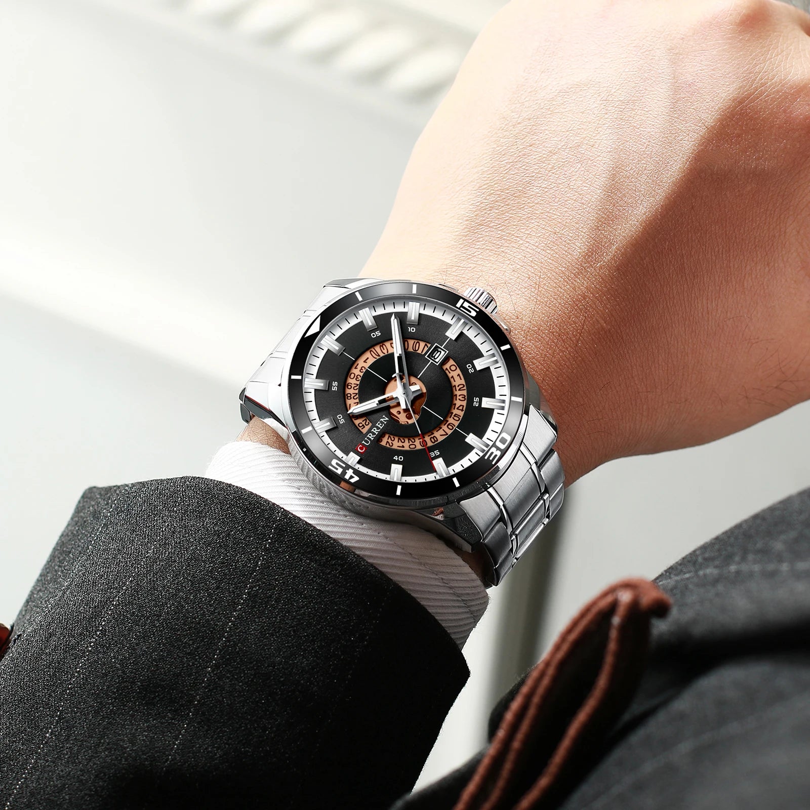 CURREN Watches for Men Fashion Business Mens Watches with Stainless Steel Strap Waterproof Quartz Watch for Men with Auto Date