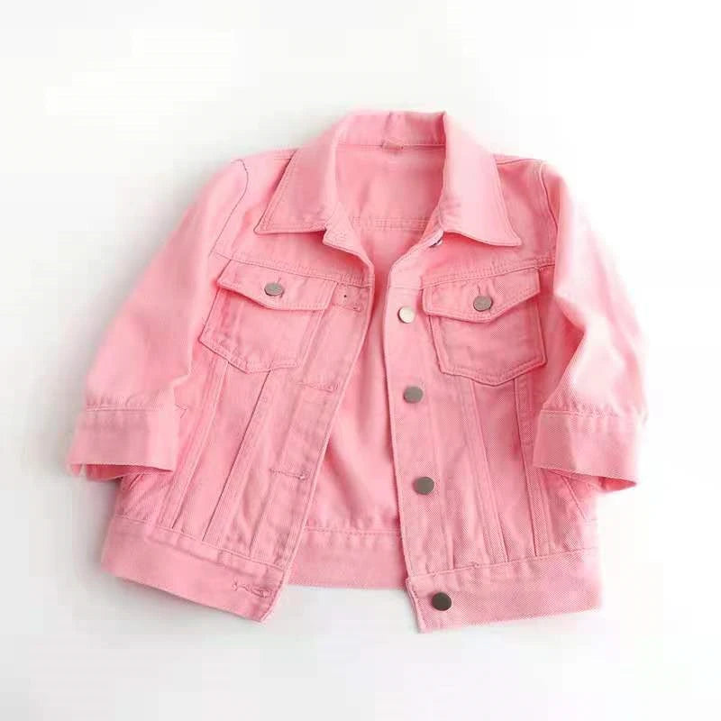 2024 New Women Spring Autumn Denim Jacket Tops Pink Color Solid Short Multicolor Feminino Three Quarter Sleeve Jean Jacket