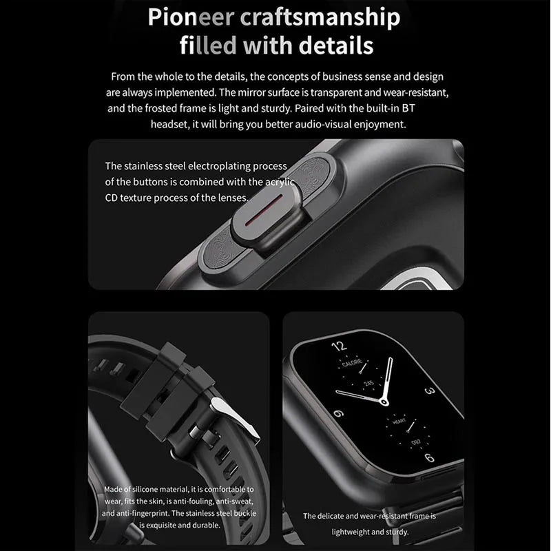 D8 Pro Smart Watch Large Screen With Earbuds TWS 2 In 1 Wireless Bluetooth Noise Earphones NFC Headset Music Sports Smartwatch