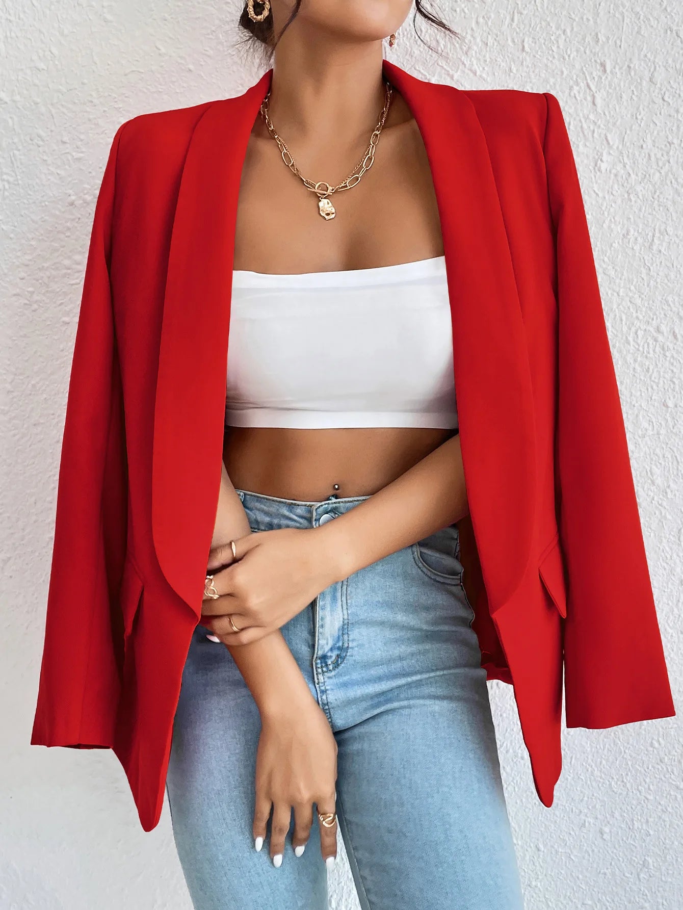 Chic Rose Red Blazers for Women Spring 2023 Casual Coats Black Women's Jacket Suit Basic Slim Summer Blazer Women Jacket Office