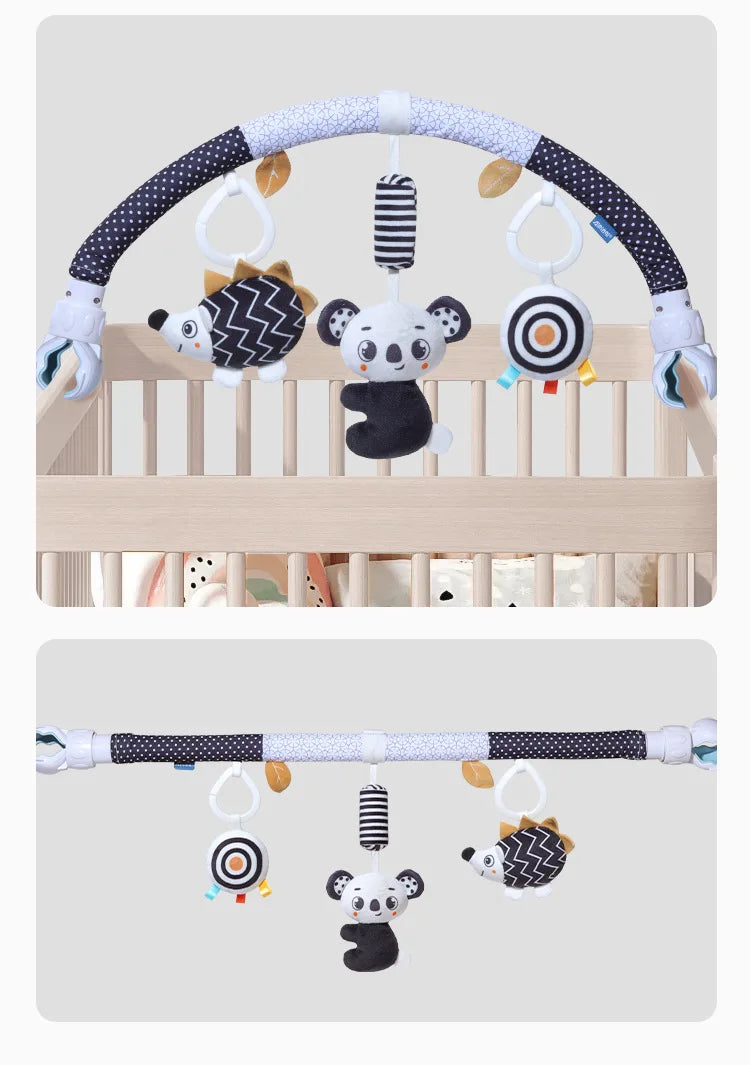 Infant Baby Stroller Arch Toy Play Bar Fun Newborns Sensory Activity Adjustable for Bouncers and Car Safe Seat Bed Hanging Toys