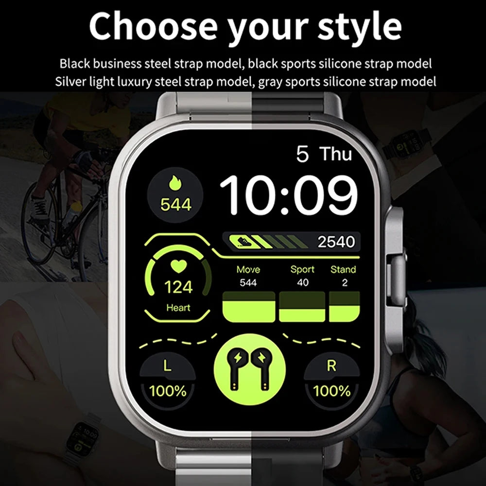 TWS 2 In 1 Smart Sports Watch Wireless Bluetooth Headset Calling Health Monitor Fitness Record Watches With Headset