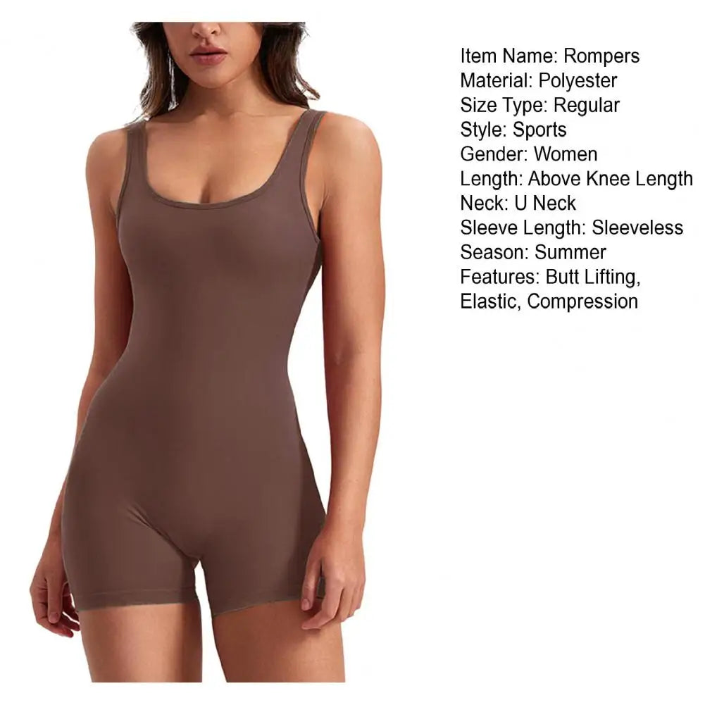 High Waist Rompers Women's Yoga Rompers Breathable U Neck Sleeveless Gym Wear with Tummy Control Butt Lifting Features Women