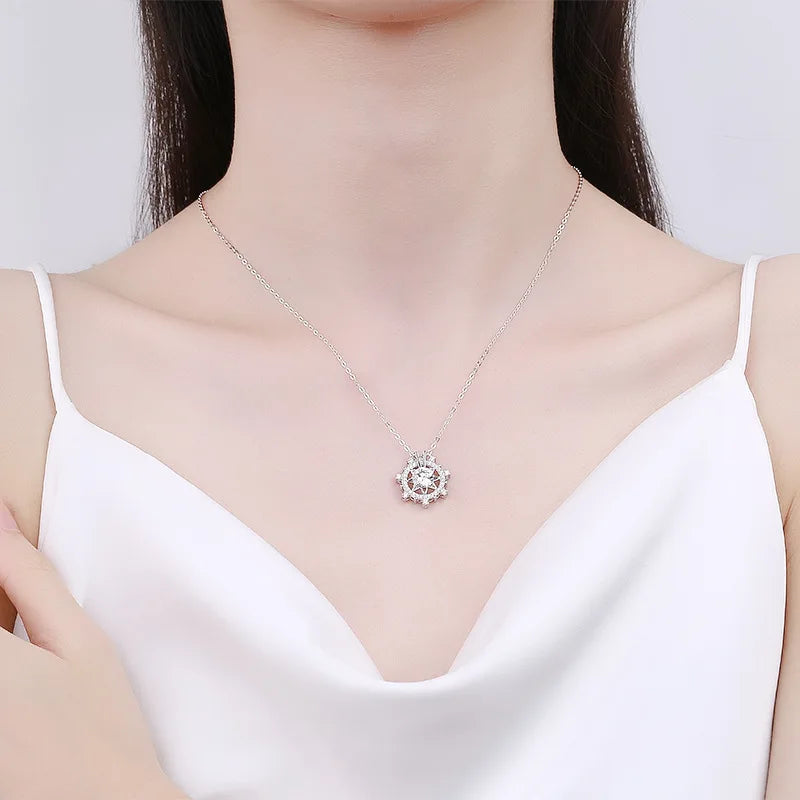 Luxurious Stars Moissanite Pendant Necklace for Women Wedding Bridal 100% S925 Sterling Silver Fine Jewelry 18k Gold Plated
