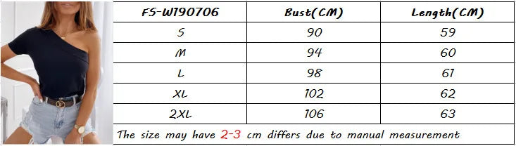 Women Sleeveless T-shirts Summer Female One Off Shoulder Solid Color Irregular Vests HY-W190706