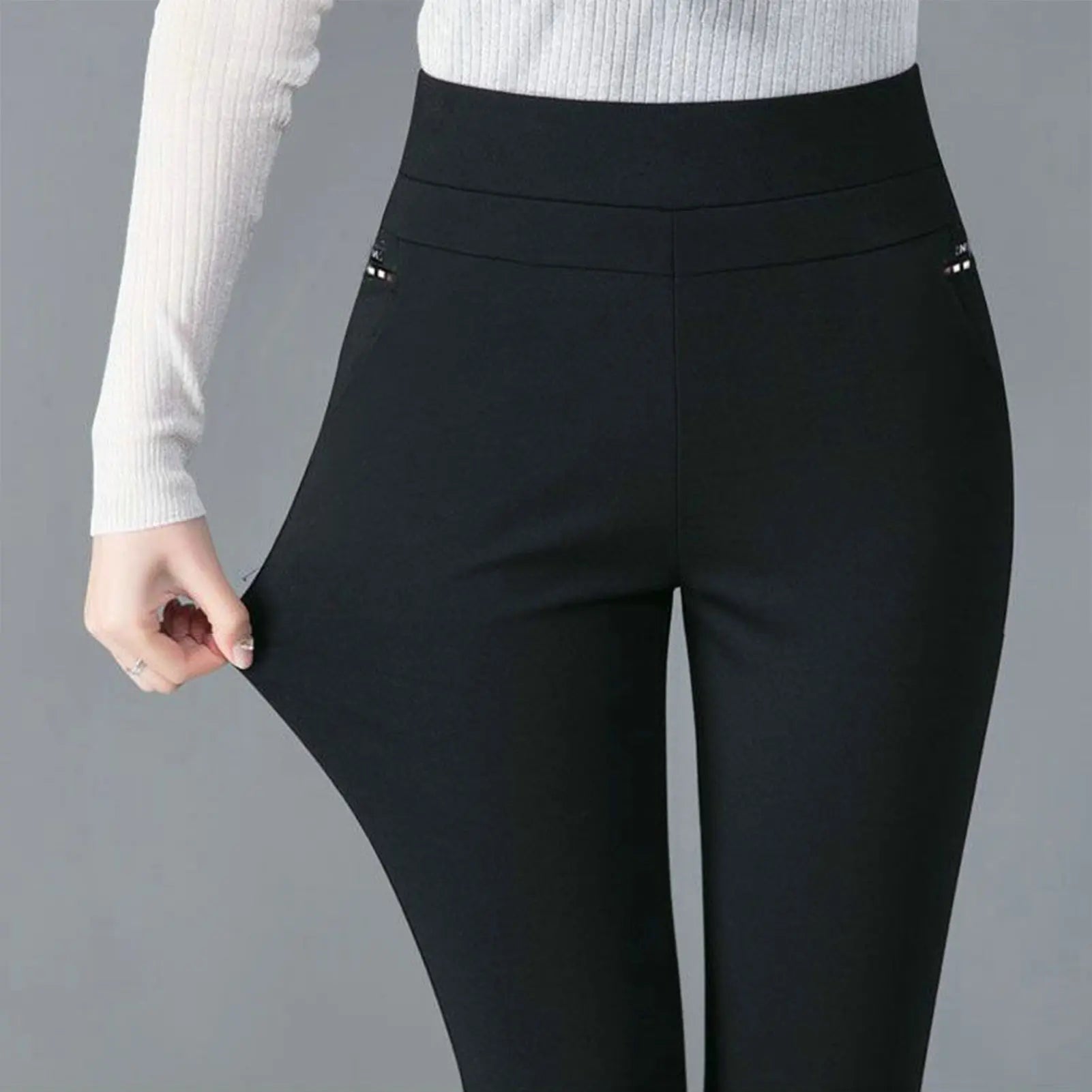 Spring Fall Women Trousers High Waist Tummy Control Women's Pants Casual Solid Color Ankle Length Office Pants for Work
