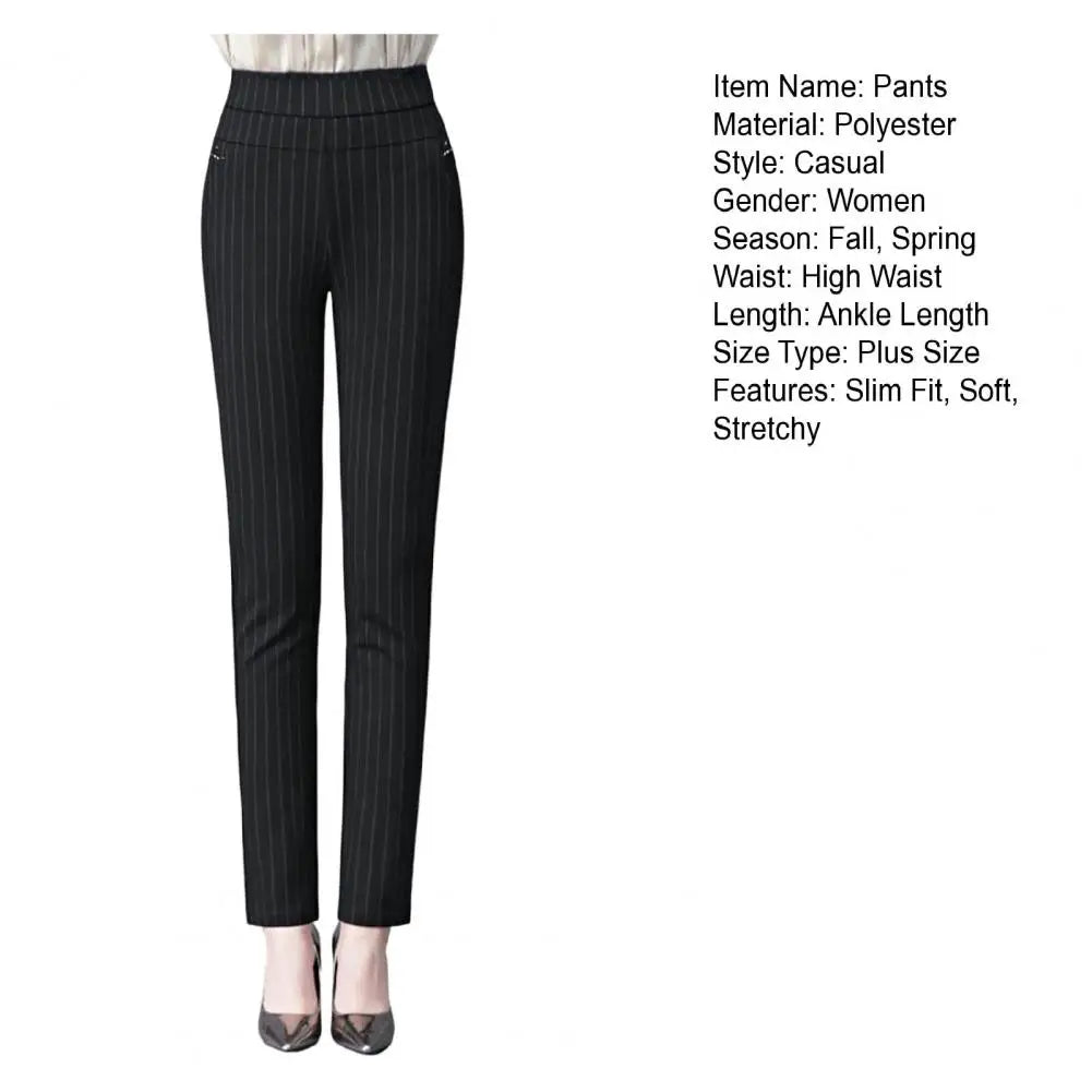 Spring Fall Women Trousers High Waist Tummy Control Women's Pants Casual Solid Color Ankle Length Office Pants for Work