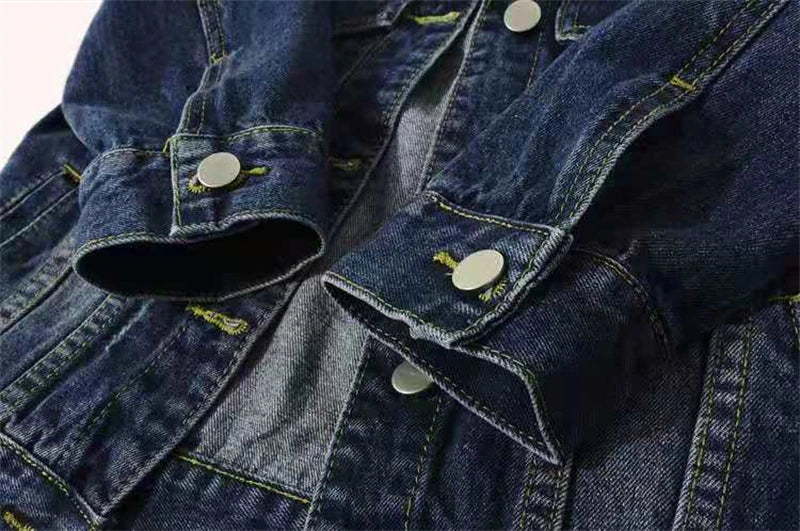2024 New Women Spring Autumn Denim Jacket Tops Pink Color Solid Short Multicolor Feminino Three Quarter Sleeve Jean Jacket