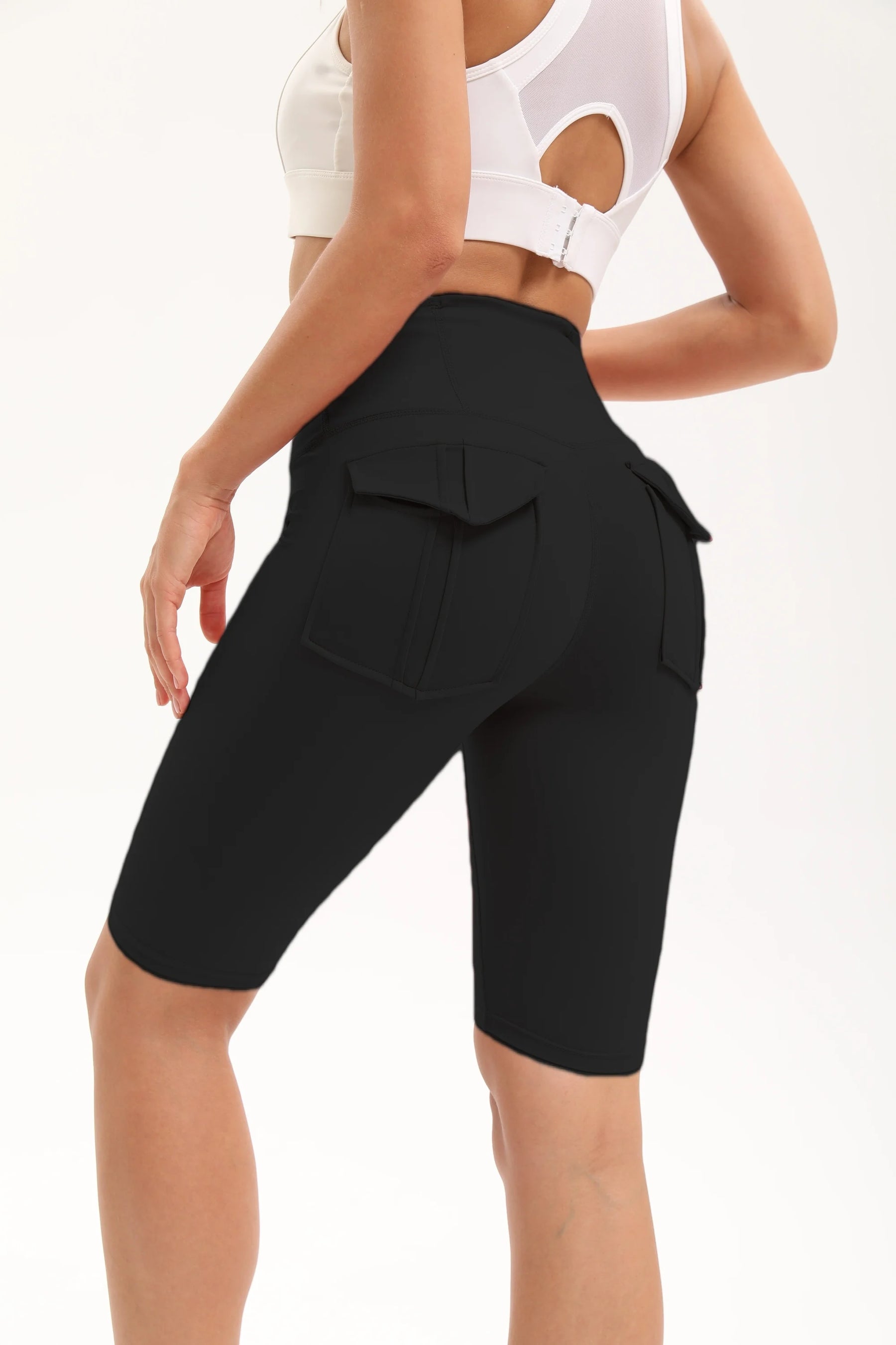 Women Yoga Legging Short High Waist Fitness Quick Drying Cycling Workout Gym Shorts Breathable sports pants with Butt pocket