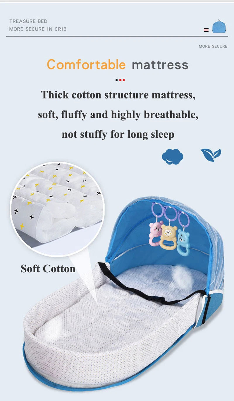 Portable Baby Bed Infant Travel Crib Multi-function Bebe Bed Newborn Crib with Mosquito Net Baby Travel Cot Cribs for Baby Nest
