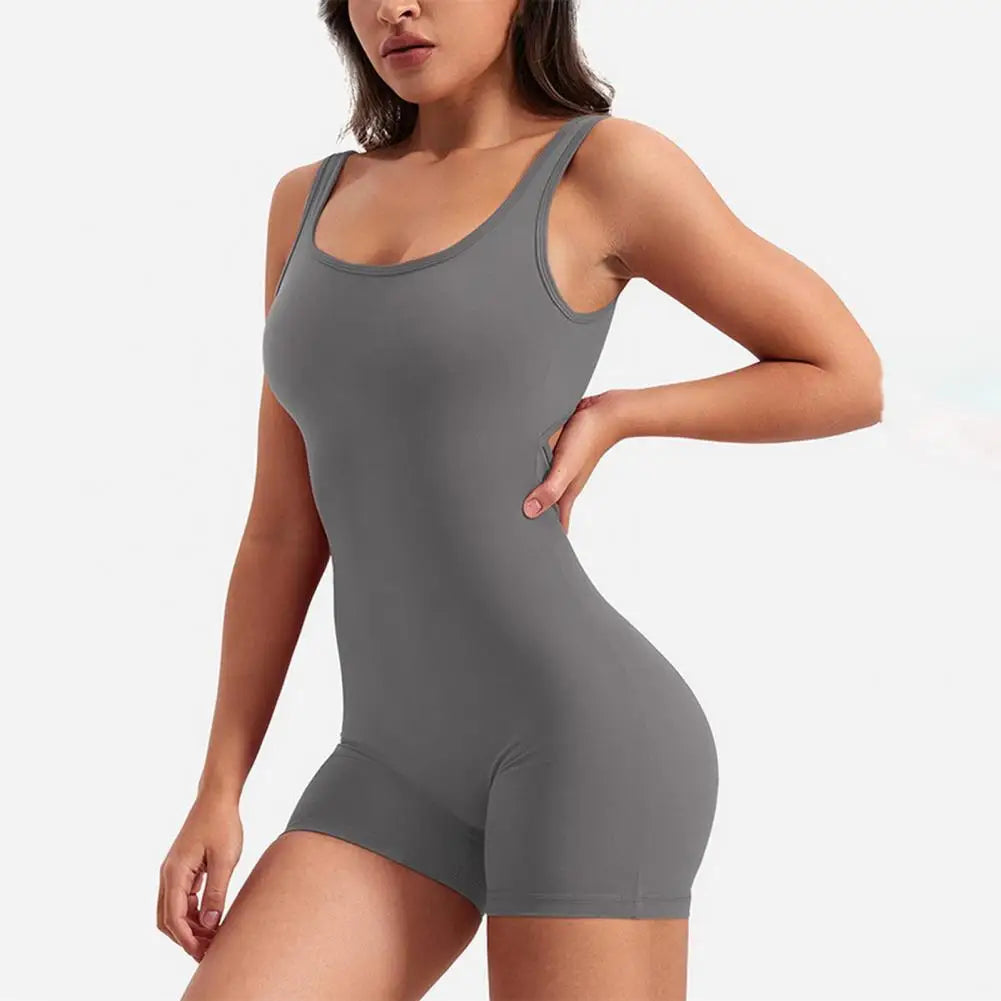 High Waist Rompers Women's Yoga Rompers Breathable U Neck Sleeveless Gym Wear with Tummy Control Butt Lifting Features Women
