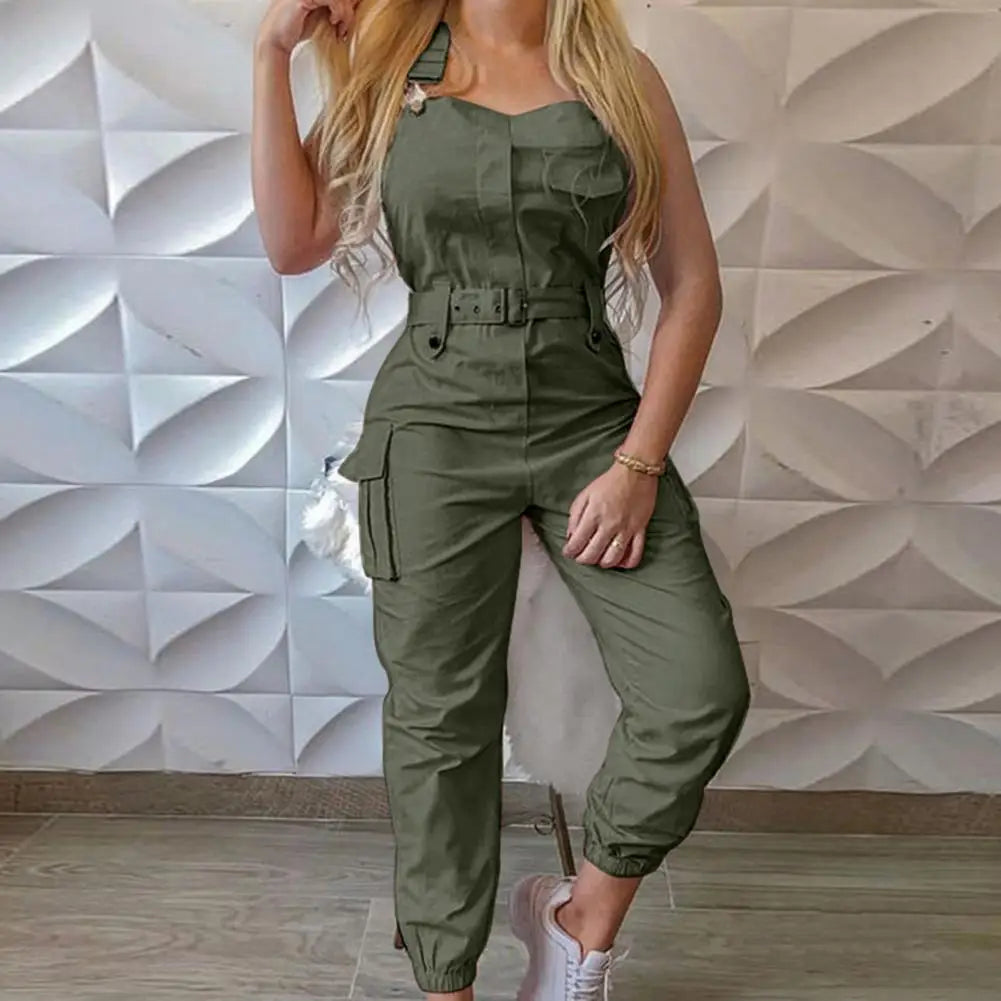 European and American Suspender Women Jumpsuit Fashion Women Loose Strap Jumpsuit Ankle Tied Harem Trousers Casual Playsuits