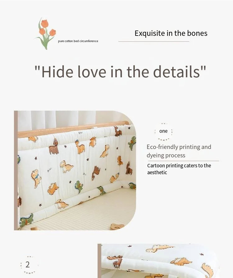 Newborn Crib By Pure Cotton Breathable Anti-collision Cushion Soft Bag, One-piece Crib Is Surrounded By Children's Splicing Bed