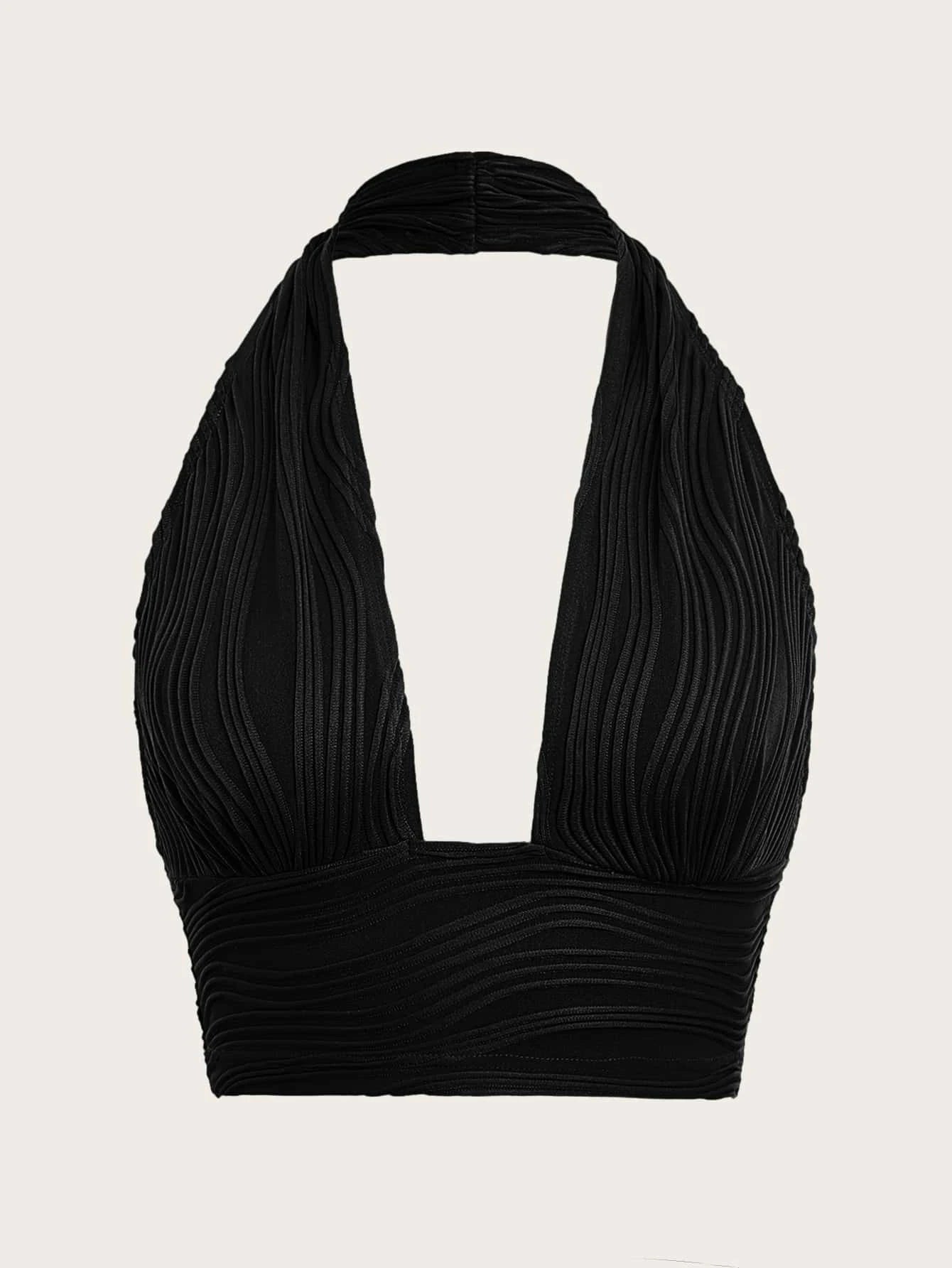 Sexy Solid Backless Crop Halter Top Women Summer 2024 Y2K Clothes Grunge High Street Style Club Sleeveless Cami Top Streetwear