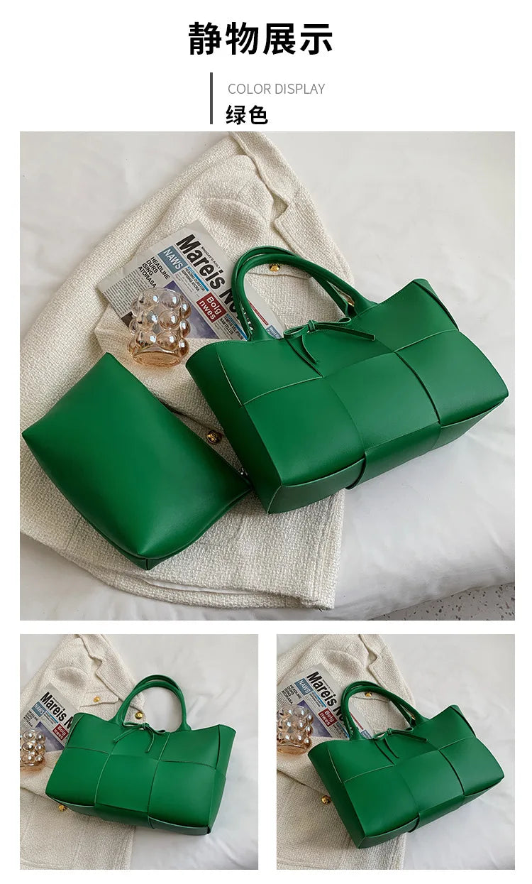 Large Weave Tote Bags For Women Large Capacity Designer Luxury 2024 New Trendy Shopping Korean Version Handbag Retro Travel